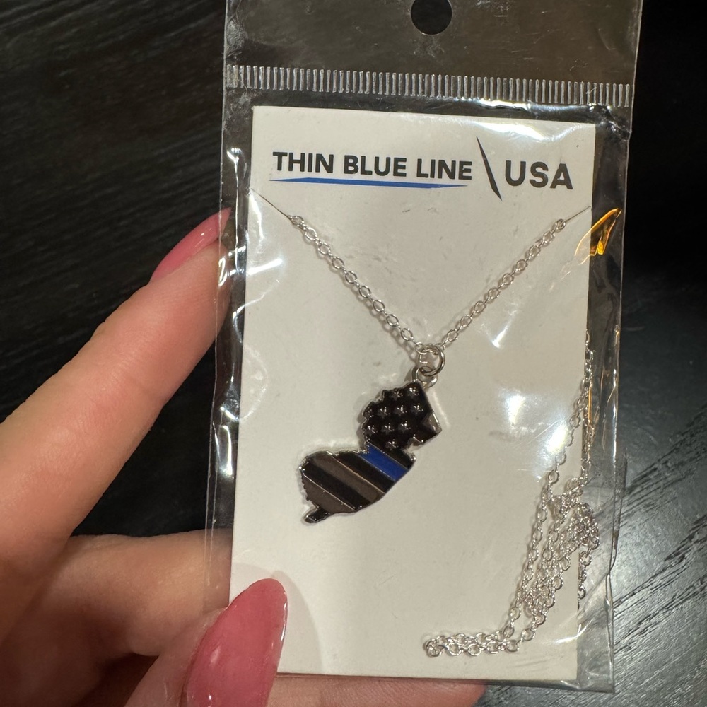 Thin blue line necklace